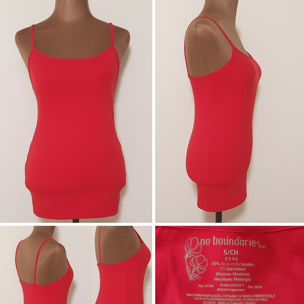 No Boundaries Juniors Size S (3-5) Red Fitted Cami Camisole Tank Top Stretchy